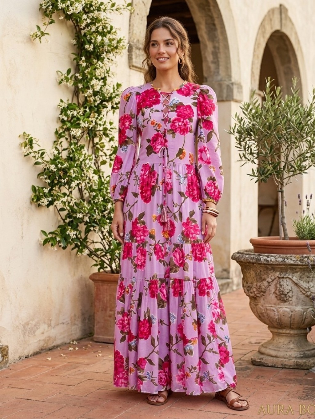 New Alix Of Bohemia Xs Ramble On Rose Maxi Dress